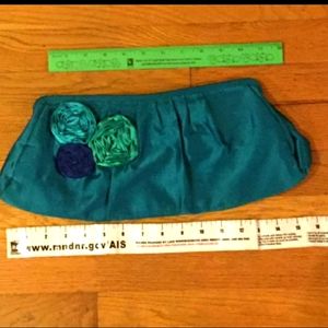 TEAL Floral SATIN BOHEMIAN CLUTCH Express